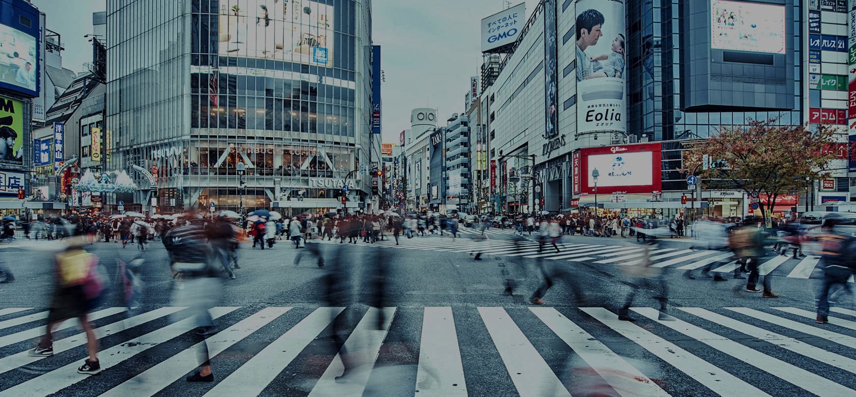 渋谷スクランブル交差点を行き交う人々。AI検索ラボが研究対象とする生活者の姿